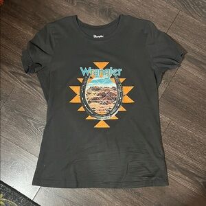 Wrangler Dark Grey Tee with Orange and Blue Graphic